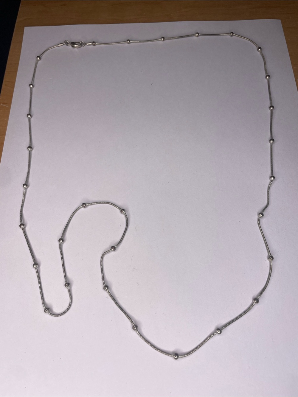 Silver Beaded Station Necklace - Silver - ADD ON ONLY